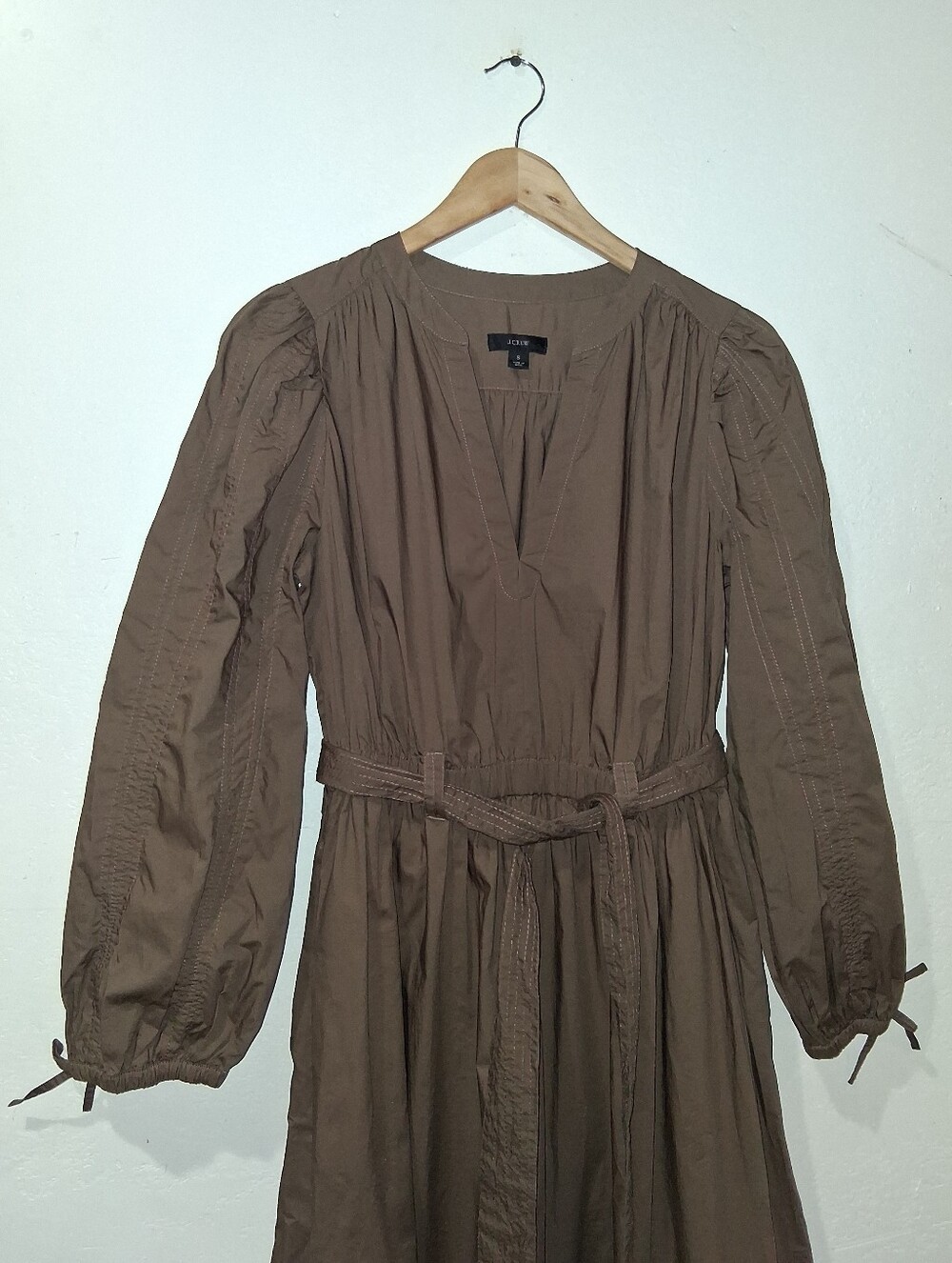 J.CREW Tie Waist Vneck Cotton Dress - Picture 5 of 9